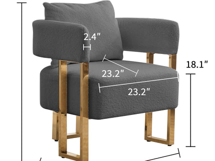 Modern Decorative Chair Teddy Fleece Upholstered And Metal Foot