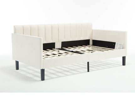 Elena - Boucle Upholstered Daybed, Ribbed Tufted Backrest