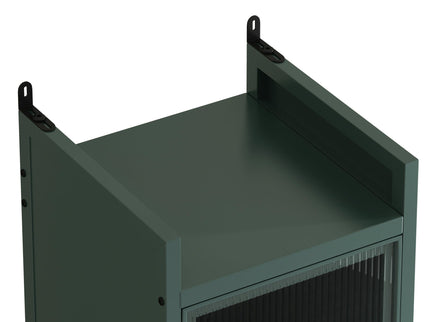 Glass Door Cabinet With Tier Storage