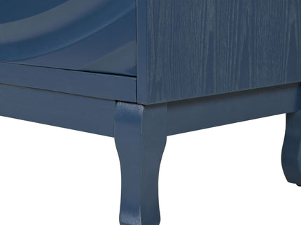 Elegant Sideboard With Sophisticated Wavy Pattern Doors And Arched Groove Design, Adjustable 4 Door Layout