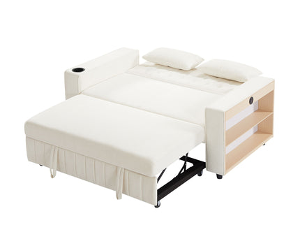 Pull-Out Sofa Bed Convertible Couch With Adjustable Backrest For Living Room