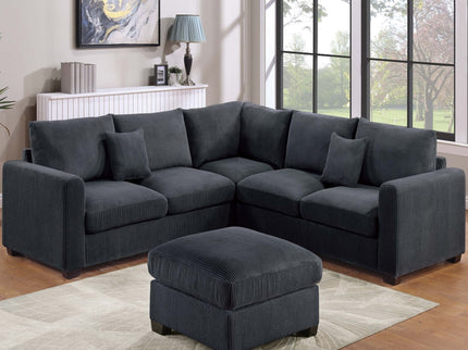 Modern Style L-Shaped Sectional Set With Ottoman
