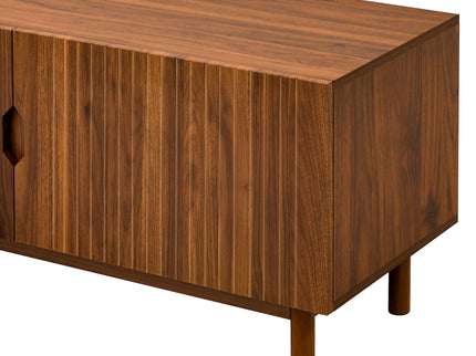 TV Stand With Legs, Media Console, 4 Cabinets For Living Room - Natural Wood