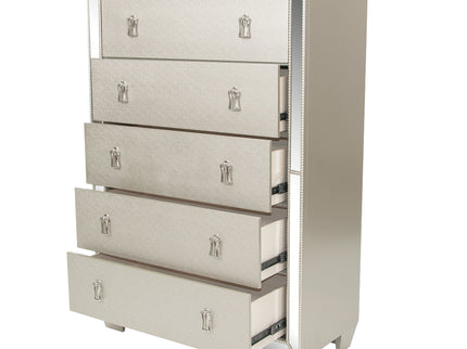 5 Drawer Chest Bedroom Furniture - Silver