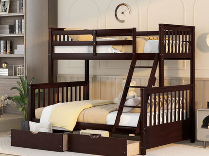 Bunk Bed With Ladders And 2 Storage Drawers