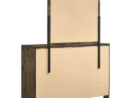 Bren - 8 Drawer Dresser With Mirror - Rustic Brown
