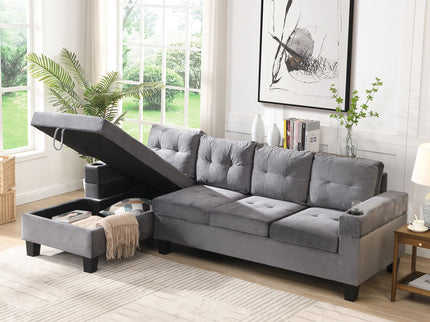 Modern Sectional Sofa Set With L Shape Chaise Lounge And Storage