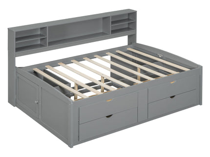 Daybed With 2 Bedside Cabinets, Upper Shelves And 4 Drawers