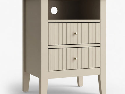 Fluted Nightstand With 2 Drawers