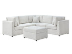 Beige / 4 Seater Sectional And Ottoman
