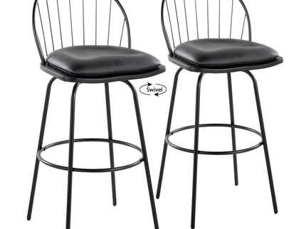 Riley - Claire Farmhouse Fixed Height Barstool With Swivel With Round Footrest (Set of 2)