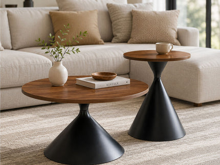 2 Piece Coffee Round Table Set