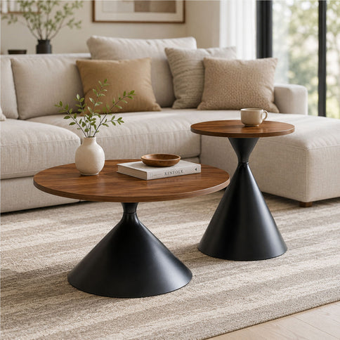 2 Piece Coffee Round Table Set