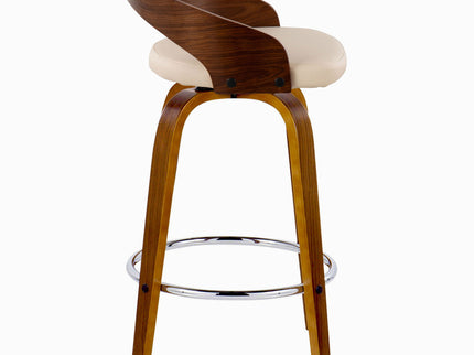 Grotto - Mid Century Modern Elegant Fixed Height Counter Stool With Swivel With Round Footrest (Set of 2)