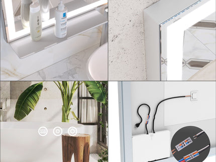 LED Bathroom Vanity Mirror Wall Mounted Adjustable / Warm / Natural Lights Anti-Fog Touch Switch With Memory Modern Smart Large Bathroom Mirrors