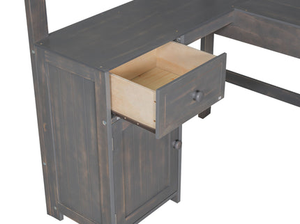 Loft Bed With U-Shaped Desk, Drawers, And Storage Shelves
