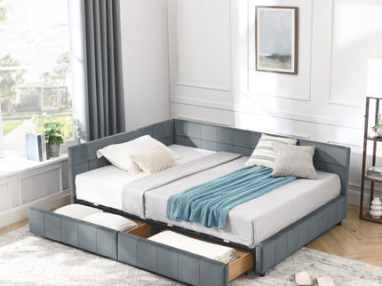 Elegant Storage Upholstered Tufted Bed Frame With Backrest And Armrests