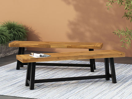 Cloud - Outdoor Bench With Acacia Wood Frame And Slat Panel Design