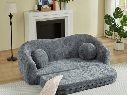 Curved Convertible Sofa, 2 In 1 Frameless Folding Sofa Bed With Pull Out Base And Deep Seat