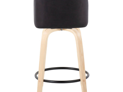 Toriano - Contemporary, Fixed Height Counter Stool With Swivel And Round Footrest (Set of 2)