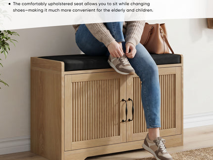 Entryway Shoe Bench With Double Doors