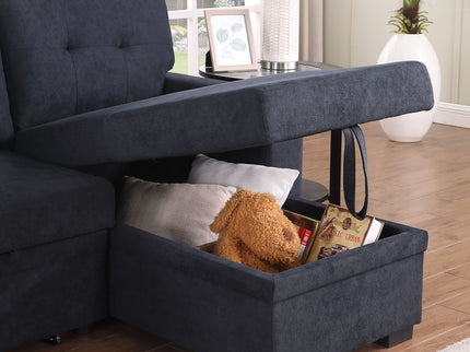 Lucca II - 84.5"W Reversible Sleeper Sectional Sofa with Storage Chaise