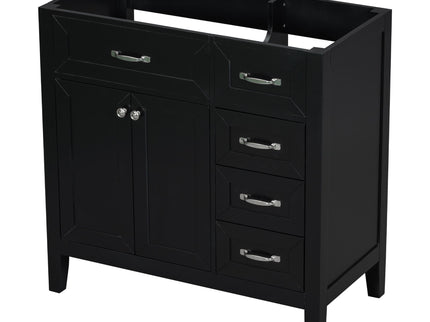 Modern Bathroom Vanity Base Only, 2 Doors And 3 Drawers