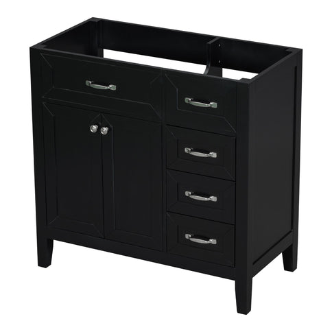 Modern Bathroom Vanity Base Only, 2 Doors And 3 Drawers