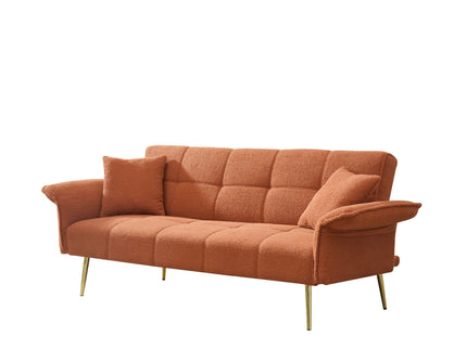 Convertible Double Futon Sofa Bed With Folding Armrests For Living Rooms