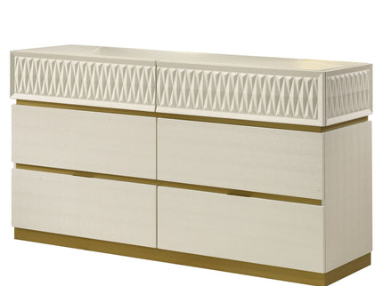 Stanley - 6 Drawer Dresser With Crocodile Texture (Mirror Not Included) - Gray