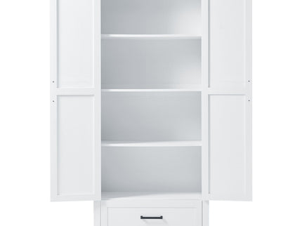 Tall Bathroom Storage Cabinet With 2 Doors And 2 Drawer, Adjustable Shelf - White