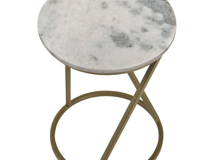 Balboa - Round Accent Side Table With Sculptural Base - White