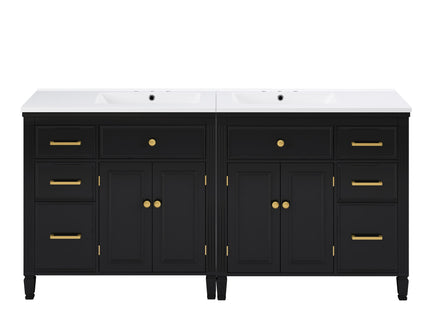 2 Piece Freestanding Bathroom Vanity Set With Sink Top, Reversible Dual Layout