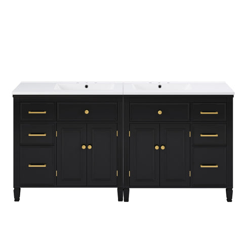 2 Piece Freestanding Bathroom Vanity Set With Sink Top, Reversible Dual Layout