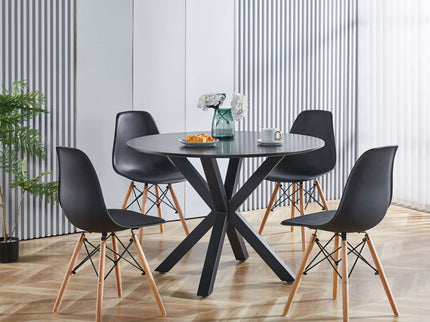 Table Mid-Century Dining Table For 4 - 6 People With Round Table Top, Pedestal Dining Table, End Table Leisure Coffee Table, Cross Leg