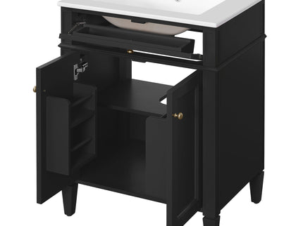 Bathroom Vanity With 2 Doors And Tip Out Drawer, Soft Closing Hinges