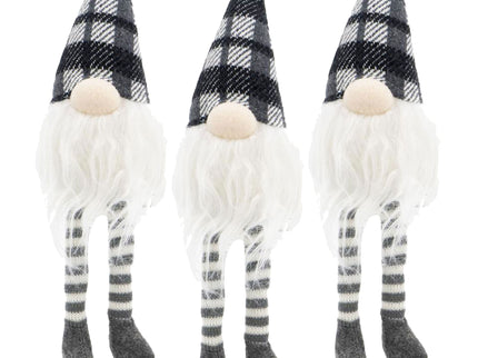 3 Pieces Sitting Gnome, Christmas Table Home Ornaments For Holiday Party Gifts - White / Gray