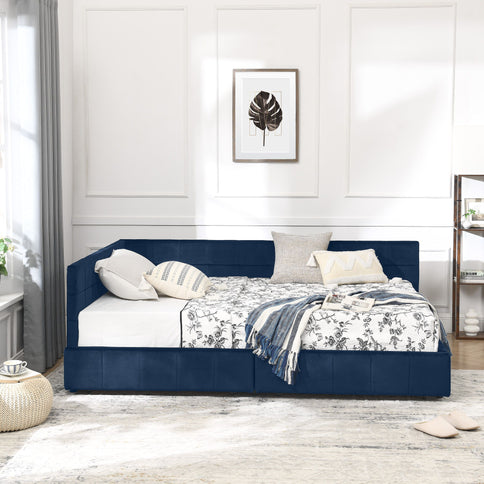 Elegant Design Storage Upholstered Tufted Bed Frame With Backrest And Armrests