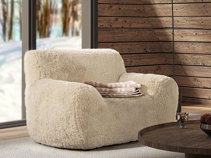 Summit - Faux Sheepskin Overstuffed Arm Chair - Cream Beige