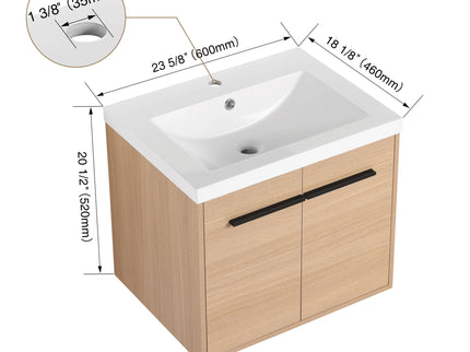 Bathroom Vanity Set With Resin Countertop Sink, 2 Doors