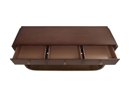 Console Table With 3 Drawers, Display Shelf, Curved Legs - Walnut