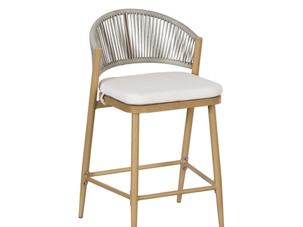 Outdoor 26" Counter Height Metal Frame Counter Stools With Scallop Shaped Backrest & Water Resistant Cushions