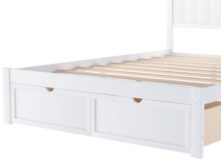 Full Size Platform Bed With Under Bed Drawers - White