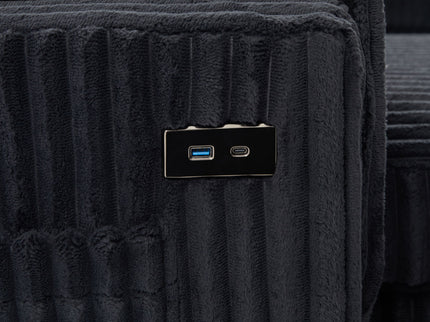 Convertible U-Shaped Sectional Sofa Bed With USB Ports And Storage