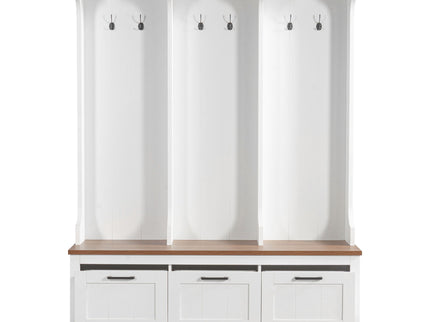 Hall Tree With Bench And Shoe Storage, 3 Large Drawers, Open Storage Shelves & Hooks