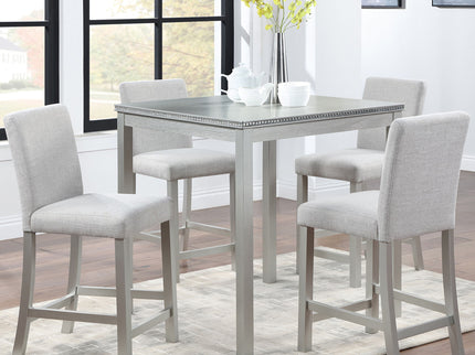 5 Piece Counter Height Table Set, Square Table And 4 Upholstered Chairs