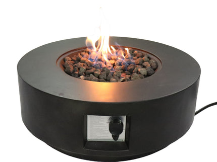 Fiber Reinforced Propane Gas Outdoor Fire Pit Table With Lid - Charcoal