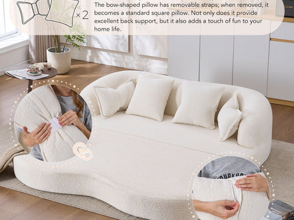 Foldable Sofa Bed, Boneless Couch Convertible Sleeper With 4 Pillows