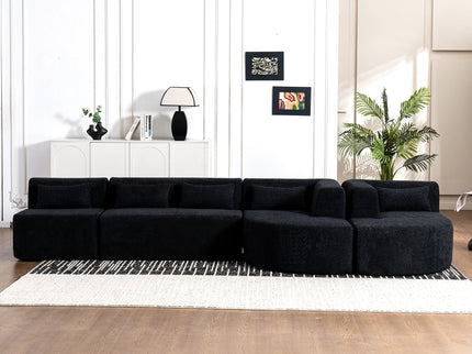 Upholstered Sofa Free Combined Sofa Couch With 2 Chaise Lounge And Five Back Pillows For Living Room
