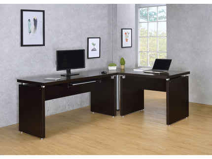 Ulloa - L Shaped Office Desk With Slide Out Keyboard Tray And Storage Drawers - Cappuccino